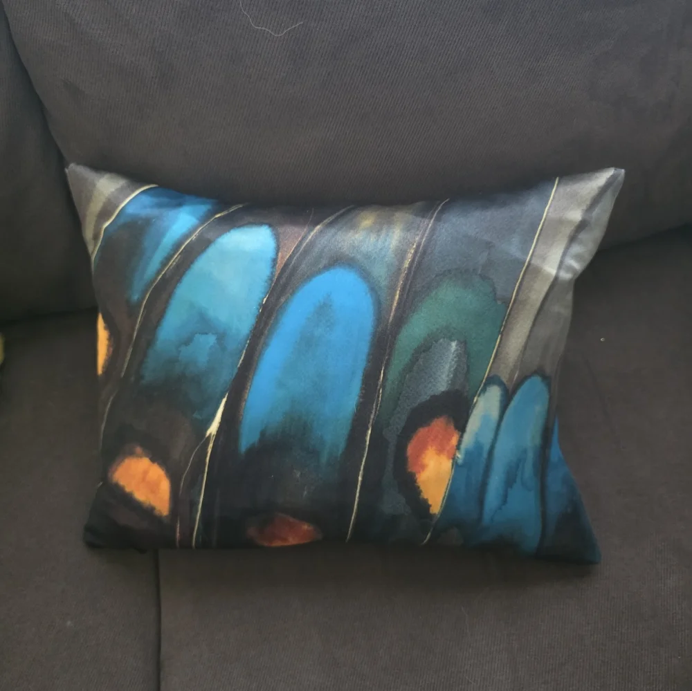Blue and Black Butterfly Wing Silk Throw Pillows
